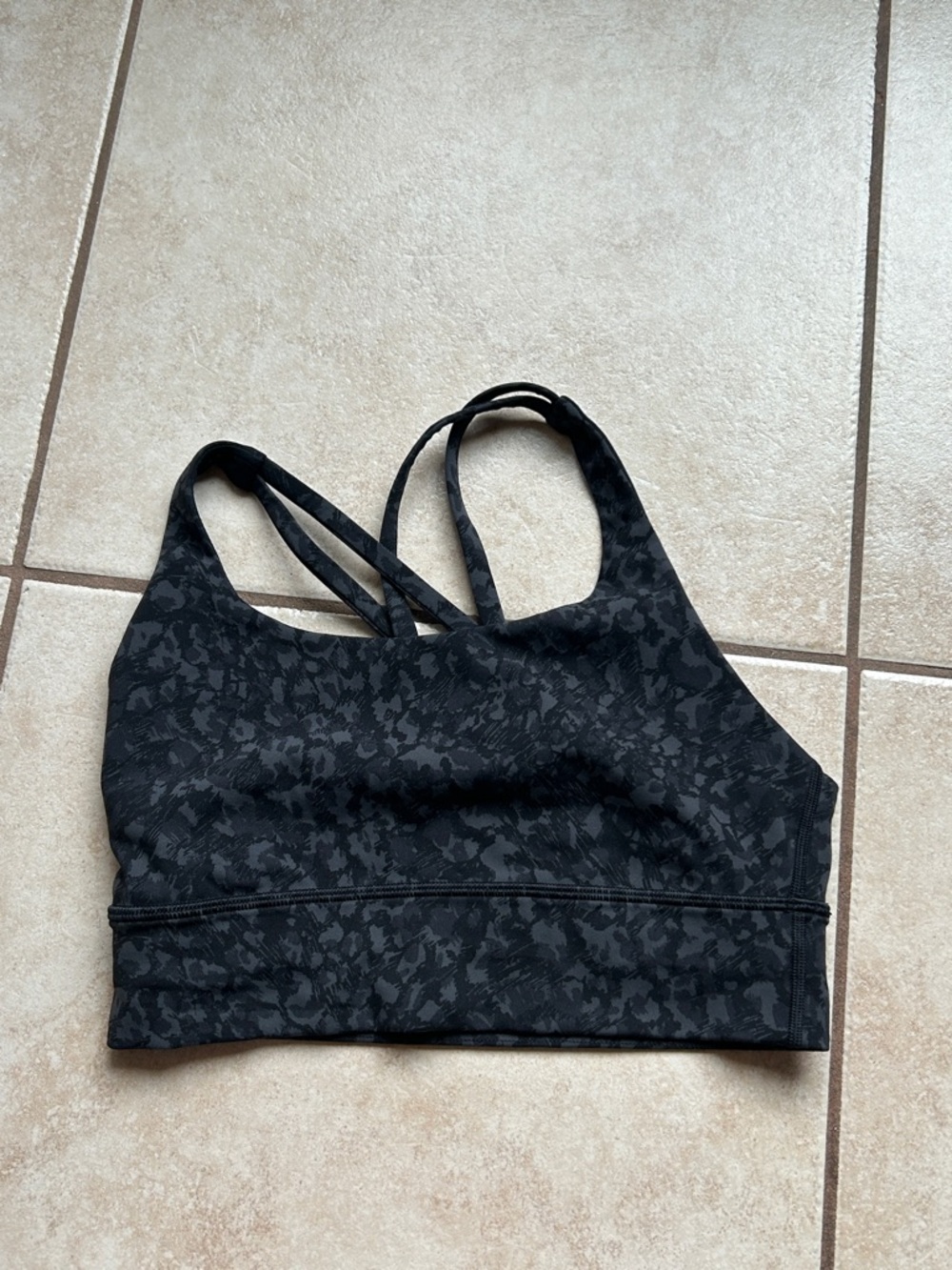 lululemon athletica Black Lace-Effect Strappy Sports Bra